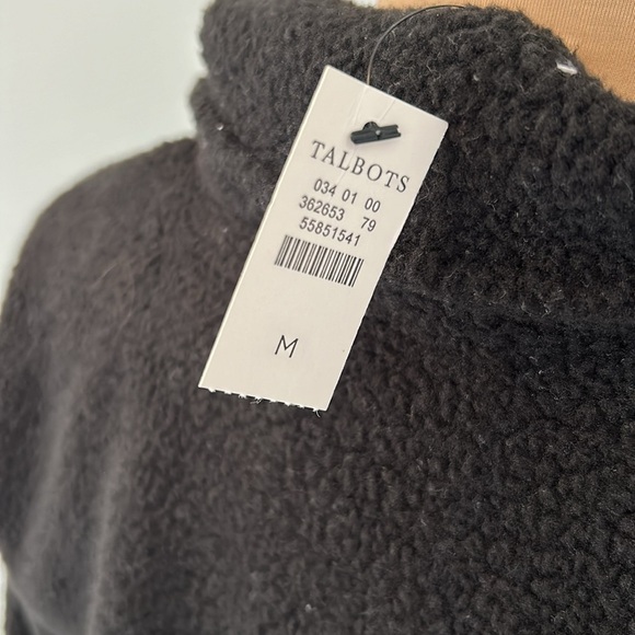 T by Talbots High Low Cozy Sherpa Full Zip Colorblock Back White - Picture 8 of 10